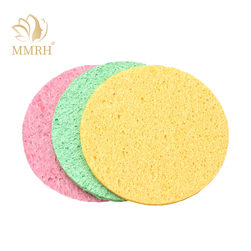 100% natural round cellulose microfiber face compressed Facial cleaning Wash esponjac faciales sponge