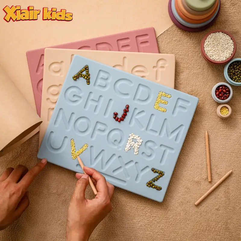 Xiair scheda di tracciamento delle lettere a doppia faccia scheda di tracciamento dell'alfabeto in legno da <span class=keywords><strong>giocattoli</strong></span> di abilità di apprendimento Montessori