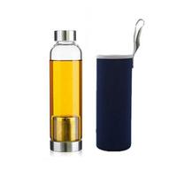 Bouteille à eau en verre borosilicate avec infuseur à thé, gourde anti-fuite, sans bpa, 500ml