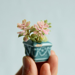 Mini <span class=keywords><strong>Suculenta</strong></span> a Escala 1:12, Juego de Plantas en Maceta de Cerámica en Miniatura para Casa de Muñecas - Product Image 3