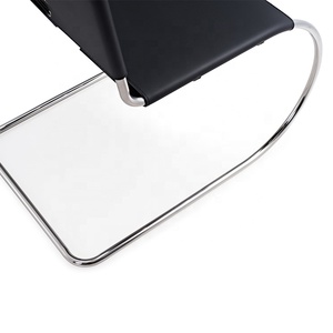 <span class=keywords><strong>Chaise</strong></span> de salle à manger moderne Bauhaus en <span class=keywords><strong>cuir</strong></span> avec siège <span class=keywords><strong>tubulaire</strong></span> pliable en acier inoxydable pour la salle à manger - Product Image 6
