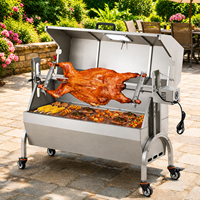Barbecue à gaz extérieur à double combustible en acier inoxydable avec capot pour rôtissoire à agneau et cochon