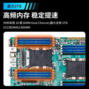 เมนบอร์ดเซิร์ฟเวอร์อินเทลคอร์ LGA3647 ซ็อกเก็ตคู่ 28-คอร์ 205W รองรับ DDR4 SATA RAID Ext ATX - Product Image 3