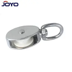 Polea de fundición a presión de aleación de zinc con ojo giratorio de polea de nylon simple chapada en zinc de alta calidad, ISO9001.