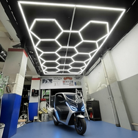 Éclairage d'atelier de détail automobile portable personnalisé, bleu, rouge, blanc froid, 110-240V, LED hexagonale, plafonnier de garage