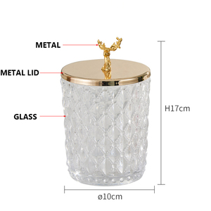 Boîte de rangement décorative en verre de cristal avec tête de <span class=keywords><strong>cerf</strong></span> en <span class=keywords><strong>métal</strong></span> de haute qualité, rangement créatif pour salon, <span class=keywords><strong>décoration</strong></span> de sucre - Product Image 6
