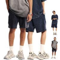 Shorts de jogging épais personnalisés pour homme, en coton bouclette, style vintage délavé à l'acide, pour l'entraînement, collection été, fabrication OEM