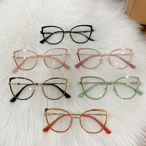 Cat's Eye Fashion Metal Optical Computer Glasses Frame Wholesale Photochromic Glasses Can Be Customized