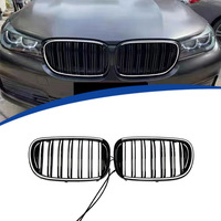Grille de calandre noire brillante à double ligne éclairée, compatible avec BMW Série 7 2015-2018 G11 G12, remplacement d'origine pour installation sur véhicule.
