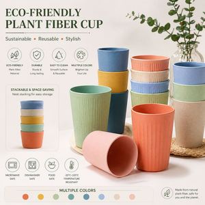 Gobelet écologique en fibre de paille de blé, incassable, réutilisable, sans BPA, pour boire de l'eau, idéal pour un cadeau, OEM - Product Image 2