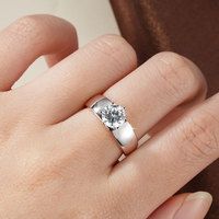 Bague large classique unisexe tendance en moissanite ronde de 7 mm (1,25 ct) couleur D VVS1, à six griffes, pierre unique, pour mariage ou style punk, idéale comme cadeau