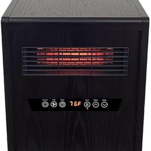 1500W Quick Heating Portable Rolling Infrared Space Heater <b>LED</b> Touchscreen Remote Control 12h Timer Black Oak Wood - Product Image 1