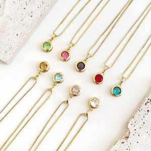 Collar de piedra natal de circón de 7MM de piedra única de diferentes colores a la moda para mujer - Product Image 1