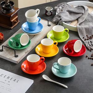 Custom Logo Printed 80ml Colourful Gloss Glaze Thickened Cappuccino Latte Saucers Reusable Ceramic <b>Espresso</b> Coffee <b>Cup</b> China - Product Image 2