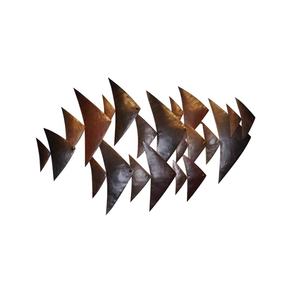 منحوتة جدارية معدنية حديثة، عمل فني ثلاثي الأبعاد على شكل أسماك لتزيين الجدران الداخلية - Product Image 1