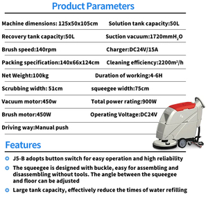 Công suất cao màu đỏ sàn thương mại làm sạch máy đẩy loại nút chà Máy nhà máy và siêu thị quét tự động - Product Image 6