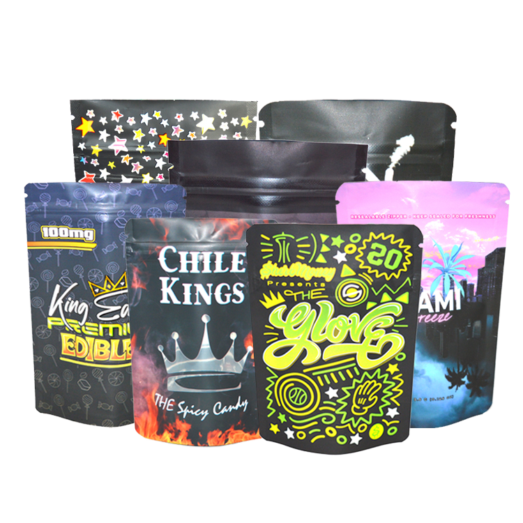 Child Resistant 1g 3.5g 7g 14g 28g Gram Matte Stand Up Bag Smell Proof Zip Lock Custom Printed Packaging Mylar Bags For Candy