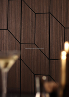 Panneaux muraux acoustiques insonorisants en feutre de polyester, placage PVC noyer, légers, pour intérieur