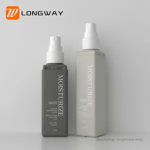 Longway Wholesale PET 60ml 75ml 90ml Square Shape Refillable White Mist Spray Bottle With Lid