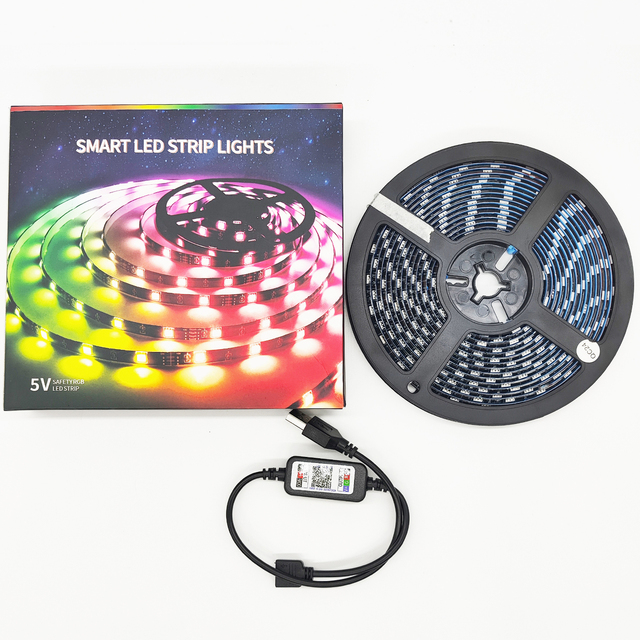 12V/5V Flexible RGB Smart LED Strip Light Strings with /WiFi/App Remote Control for Home TV PC Backlight IP65