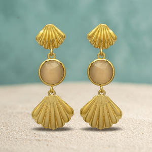 Handmade Brass Gemstone Drop Earrings Ethnic Boho Party Gold Plated Precious Metal Alloy - Product Image 2