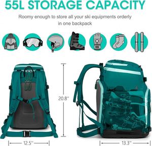 Mochila de viaje de muestra gratuita para mujer o hombre, bolsa para botas de esquí con espacio para casco, esquís y accesorios de snowboard, con capacidad de 50L - Product Image 6