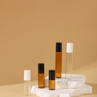 Hot Sale 1ml 2ml 3ml Luxus transparente Bernstein glas rolle auf Flaschen mit schwarzer Silber gold kappe