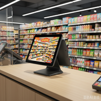 Caisse enregistreuse à double écran 15/15,6 pouces, système de terminal de point de vente tout-en-un Windows/Android pour la vente au détail avec imprimante thermique