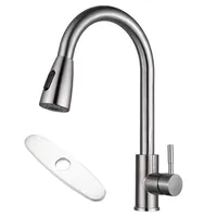 Robinet de cuisine moderne en laiton brossé avec pulvérisateur extractible, design extensible à 360 degrés, robinet mélangeur 304
