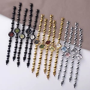 Montre à quartz <span class=keywords><strong>pour</strong></span> <span class=keywords><strong>femme</strong></span> GEDI 62055, mini cadran rond doré, bracelet à chaîne perlée, montre-bracelet élégante et décontractée - Product Image 6
