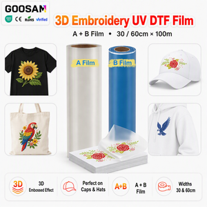 Rollo de Película UV 3D DTF GOOSAM, de una Sola Cara, AB Hot Peel, 30cm 60cm, Efecto Bordado en Relieve para Impresora Textil, Diseño Personalizado - Product Image 1