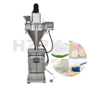 HZPK Semi-automatic milk cocoa Cosmetic loose powder auger screw filling machine for bags, cans, bottles