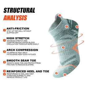 Chaussettes de course en coton KTS162 OEM avec logo personnalisé, sans MOQ, chaussettes de sport respirantes et épaisses pour hommes et femmes, chaussettes de trekking rembourrées - Product Image 3