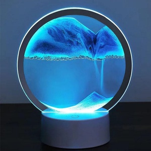 3D Dynamic Moving Sand Art Table Lamp LED Quicksand Painting Night Light Remote Control <b>Desk</b> Lamp Home Decor - Product Image 2