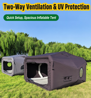 Tente de camping gonflable grande taille 10m, imperméable, quatre saisons, en coton TC 210g noir, tubes d'air 16cm, fenêtres TPU, ventilation bidirectionnelle, pour camping-car