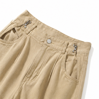 Jean en denim ample taille haute pour femme Wangsheng avec cordon de serrage, coupe décontractée, jambes fuselées et ourlet retroussé, doux et respirant, bleu