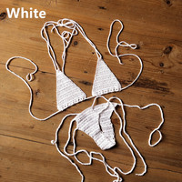 Maillot de bain micro en coton crocheté à la main, 13 couleurs, pour femme, ensemble bikini ultra mini sexy, maillot de bain transparent