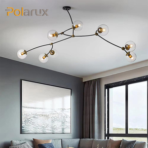Edera Globe <span class=keywords><strong>lampadario</strong></span> ramificazione Mobile plafoniera con vetro trasparente <span class=keywords><strong>sfere</strong></span> e giunti in ottone, dichiarazione moderna per la sala da pranzo - Product Image 1