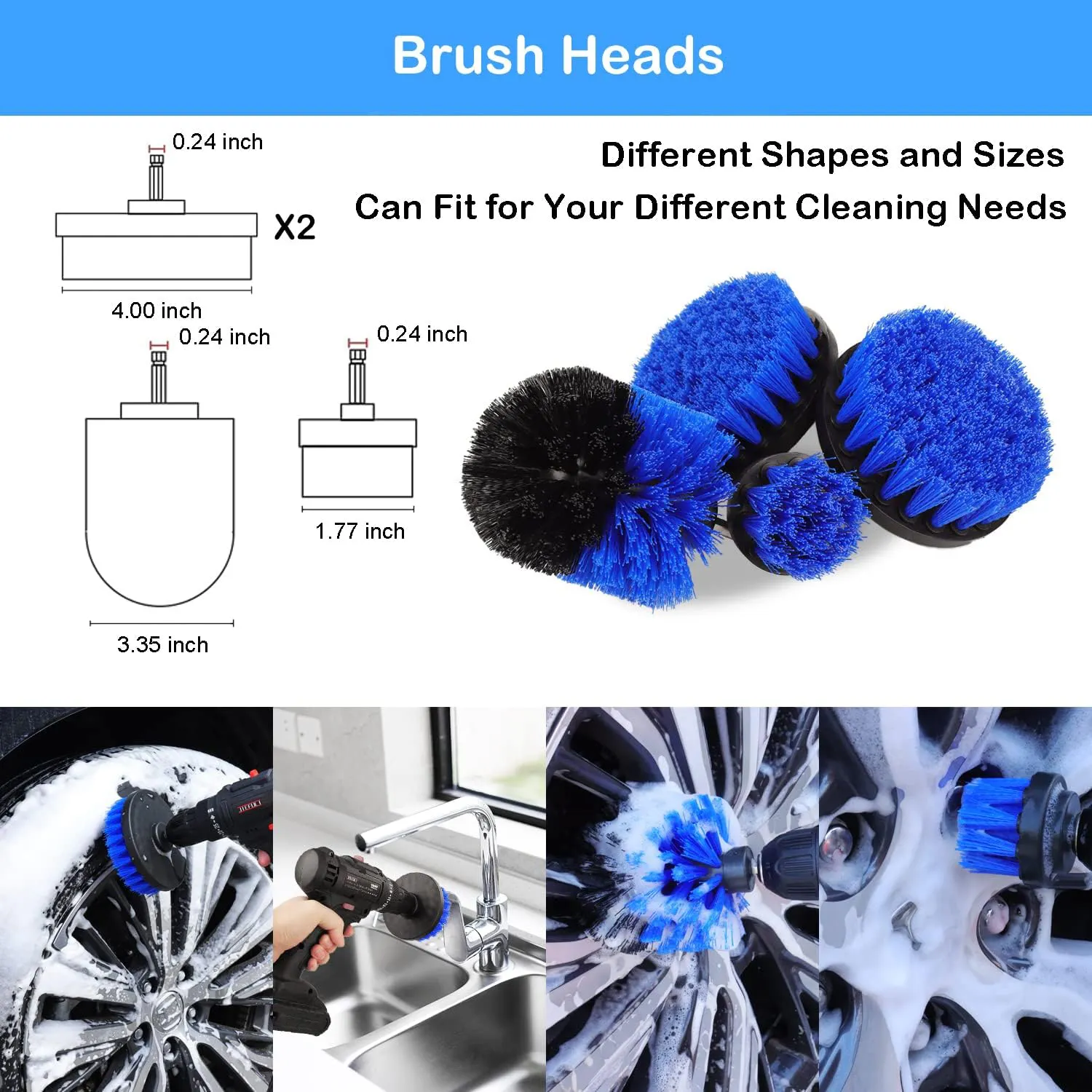 Zhenda factory 26 Pcs Car Detailing Brush Set Auto Drill Clean Brushes Buffing Sponge Pads Cleaning Tools