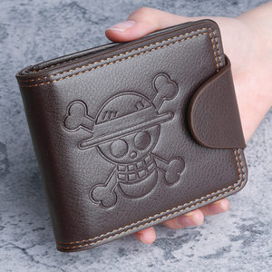 Newest Wholesale Front Pocket Trendy Skull Cartoon Bank <b>Card</b> Cash Black PU Bifold <b>Wallet</b> with logo - Product Image 6
