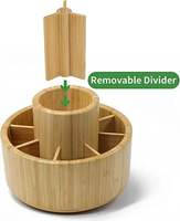 Support de rangement rotatif en bambou à 11 compartiments pour crayons, porte-stylos et organiseurs en bois pour bureau ou école, idéal pour le rangement des fournitures artistiques des enfants