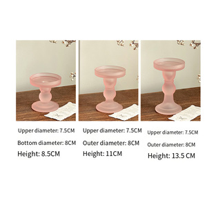 Porte-<span class=keywords><strong>bougie</strong></span> vintage rose en verre givré, élégant et luxueux <span class=keywords><strong>pour</strong></span> mariage, décoration de table à la maison - Product Image 6