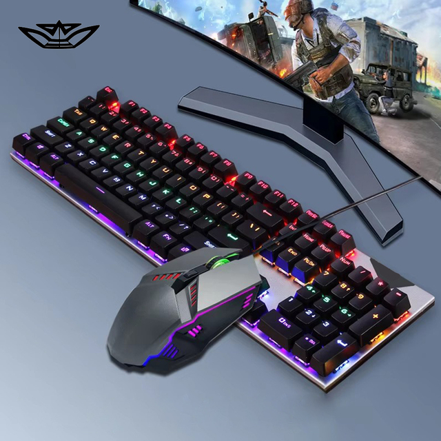 New LVKIDRON Mechanical Gaming Keyboard and Mouse Combo with RGB LED Backlit Hot-Swap Waterproof Metal Panel for PC