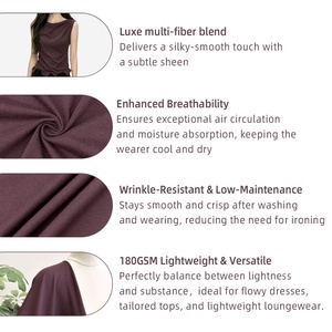 Tissu tricoté en mélange <span class=keywords><strong>de</strong></span> fibres 180 GSM, coton, lin et <span class=keywords><strong>soie</strong></span>, <span class=keywords><strong>jersey</strong></span> simple, respirant et frais, pour hauts d'été <span class=keywords><strong>de</strong></span> luxe pour femmes - Product Image 3