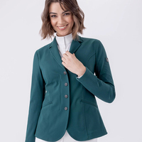 Veste de saut d'obstacles pour femmes avec panneaux extensibles, élégante et fonctionnelle, en couleurs de compétition, gris marine