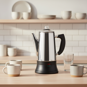 Cafetera Francesa Programable de Alta Calidad, Aislada, con Diseño a Cuadros Italiano Clásico, de Acero Inoxidable, para Hotel y Hogar - Product Image 1