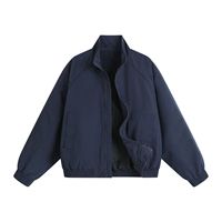 Blouson Bomber Vintage Américain à Col Montant Unisexe Coupe Ample Coupe-Vent Cargo avec Poignets et Ourlet Élastiques Style Workwear Printemps Automne