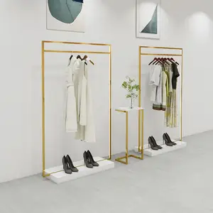 Altın Led giyim ekran standı ışıklı butik Showroom vitrin rafı raf perakende mağaza fikstür