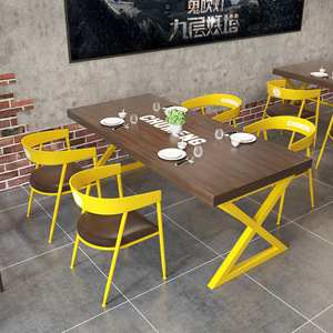 Tables et chaises <span class=keywords><strong>de</strong></span> <span class=keywords><strong>bar</strong></span> pour restaurant <span class=keywords><strong>de</strong></span> style industriel Hot Pot commercial rétro - Product Image 2