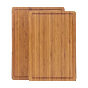 Planche à découper en bambou personnalisé extra large ensemble de planche à charcuterie naturelle et biologique blocs à découper en bois de cuisine